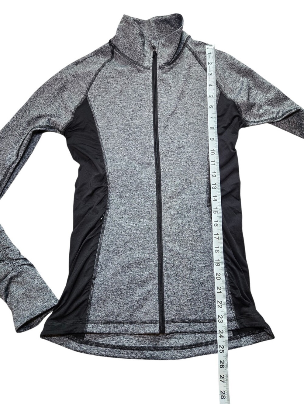 Victoria's Secret Heather Gray Full-Zip Jacket with Black Panels - Picture 9 of 10